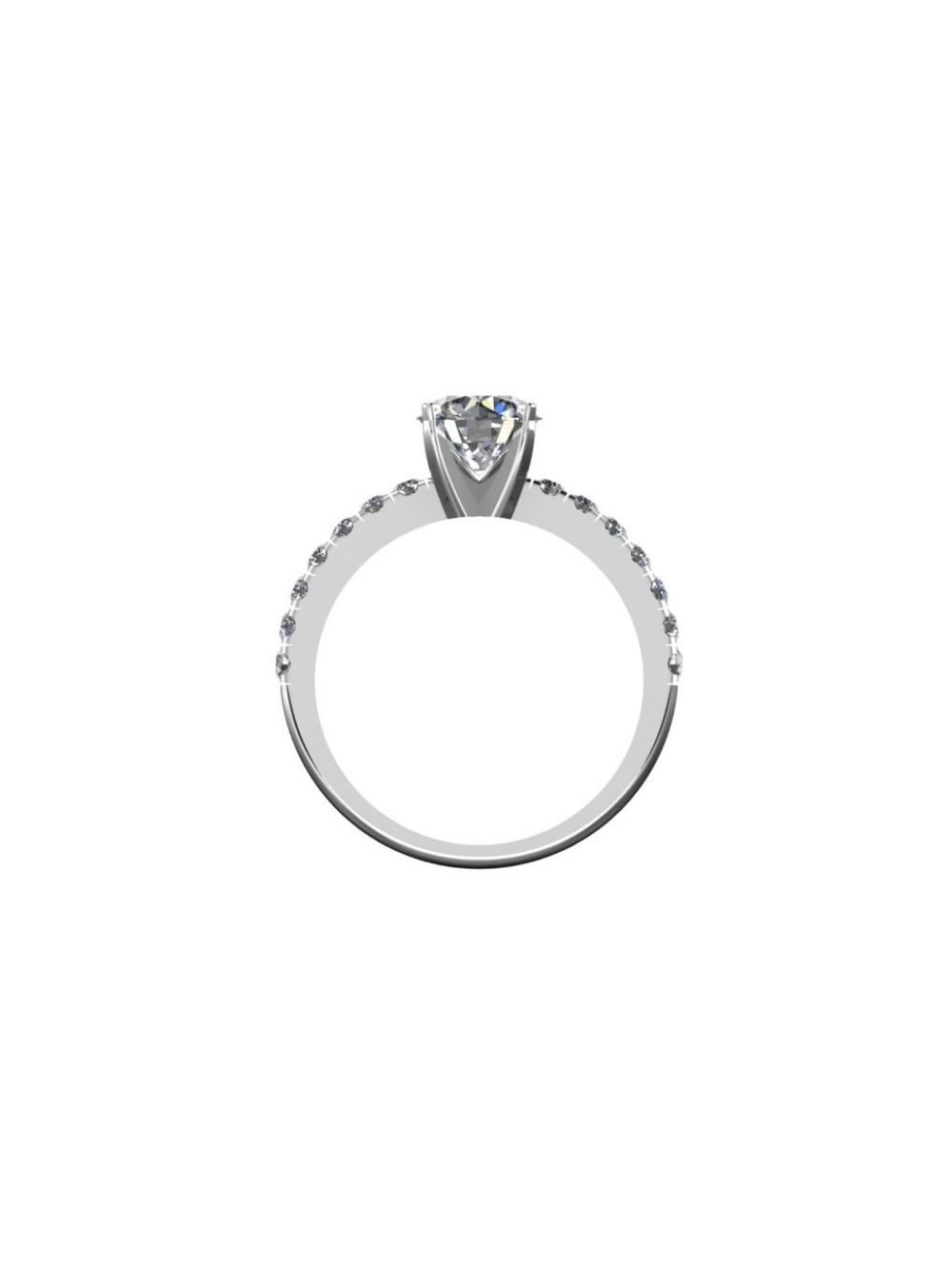 Кольцо Princess fianit round с дорожкой фианитов