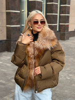 Пуховик с мехом лисы «огневки»  50см