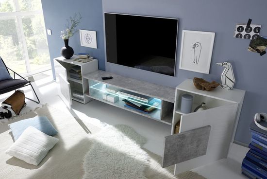 Тумба-ТВ ИНКАСТРО белый / венге / черный глянец