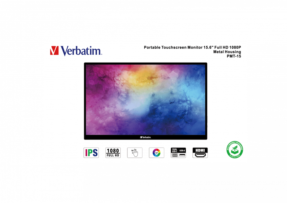 Портативный сенсорный монитор Verbatim PMT-15 Portable Touchscreen Monitor 15.6" Full HD 1080p