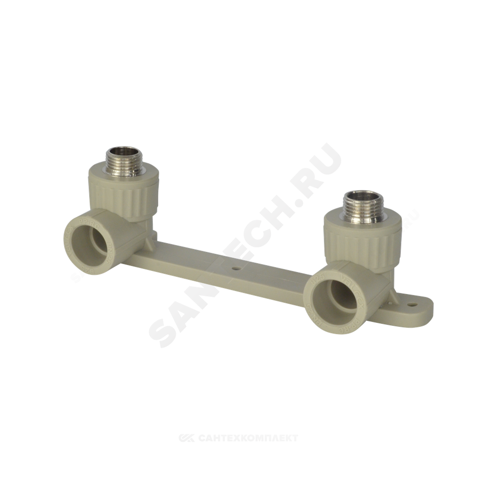 Планка монтажная PP-R серая Дн 25х1/2" НР под смеситель с водорозетками VALFEX 10124220Г