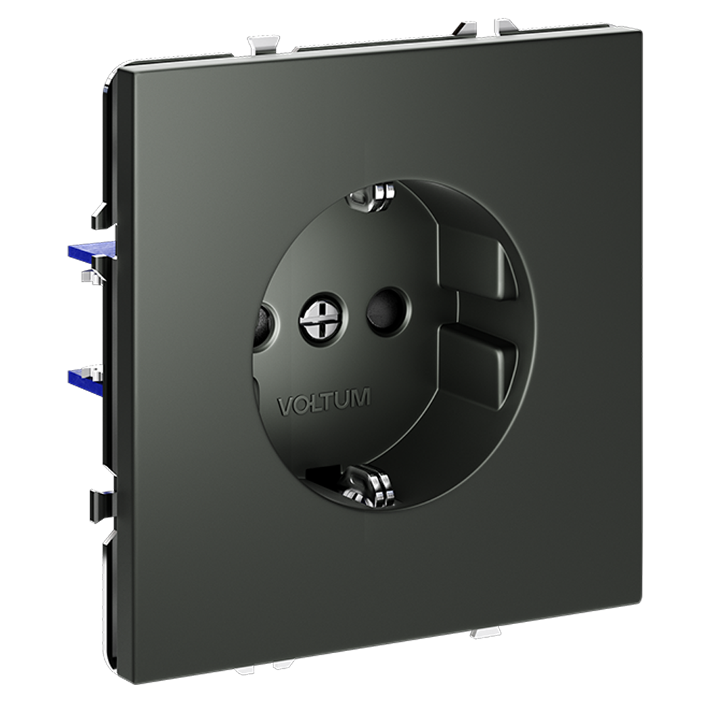 Розетка встраиваемая VOLTUM S70 с заземлением и защитными шторками, 16А, (титан)