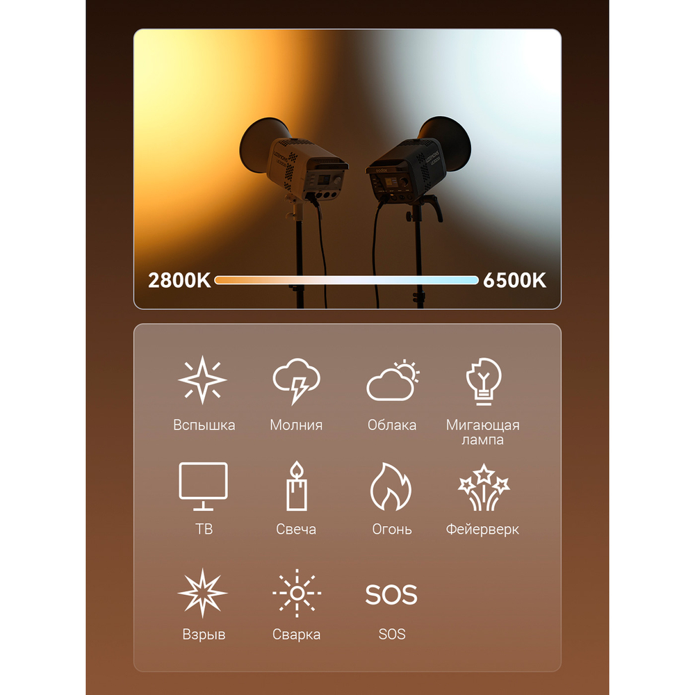 Осветитель Godox Litemons LE600Bi, 2800-6500К, 610 Вт, Bowens