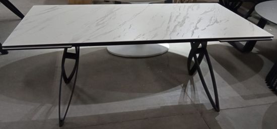 Стол PALERMO 180 KL-99 Белый мрамор матовый, итальянская керамика / черный каркас