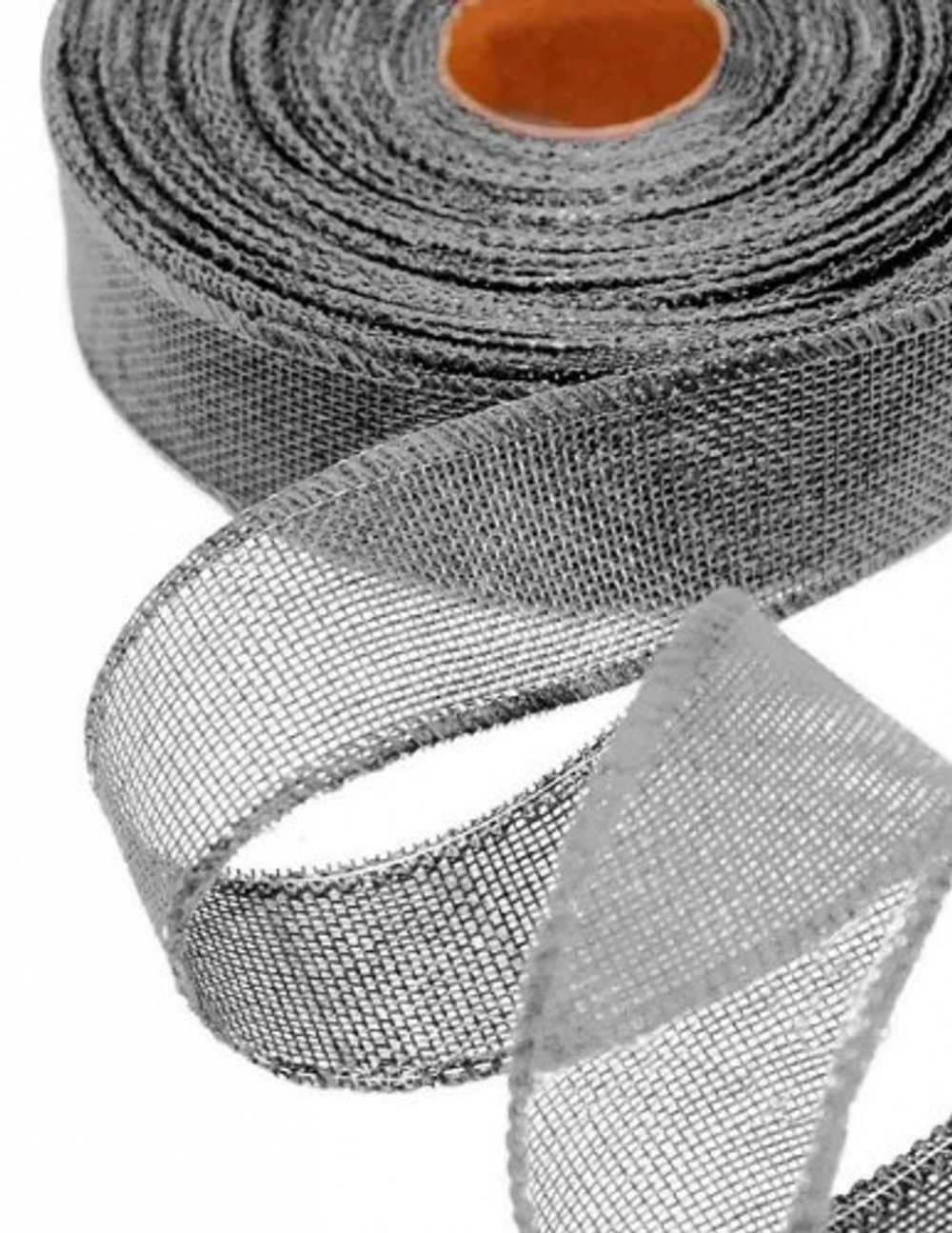 Лента Льняная 4см х 28м с проволокой (Серый)