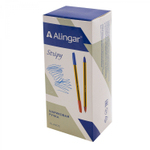 Ручка шариковая Alingar "Stripy", 0,7 мм, двусторонняя (синяя, красная), шестигранный, цветной, пластиковый корпус, карт. уп.