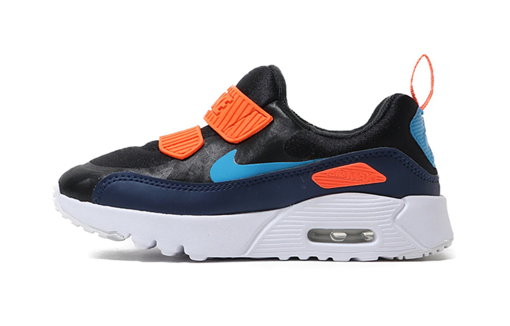 Middle-aged children's Nike Air Max 90 sports comfortable low-cut non-slip shock absorption wear-resistant children's casual shoes black orange blue