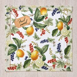 НАБОР САЛФЕТОК ИЗ 2-Х ШТ "FRUIT BASKET",40Х40СМ, 100% ХЛОПОК,БЕЖЕВЫЙ,ТВИЛ