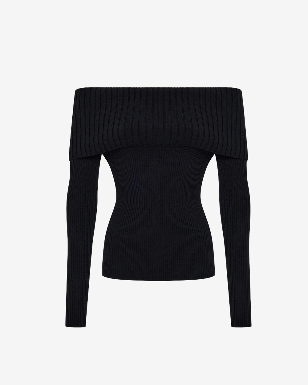 Топ трикотажный с отворотом и длинными рукавами