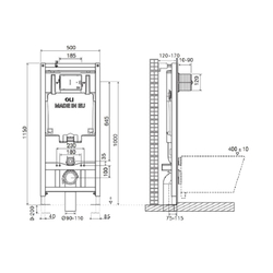 Инсталляция для подвесного унитаза OLI80 50x115x12, механическая 300572m узкий бачок схема