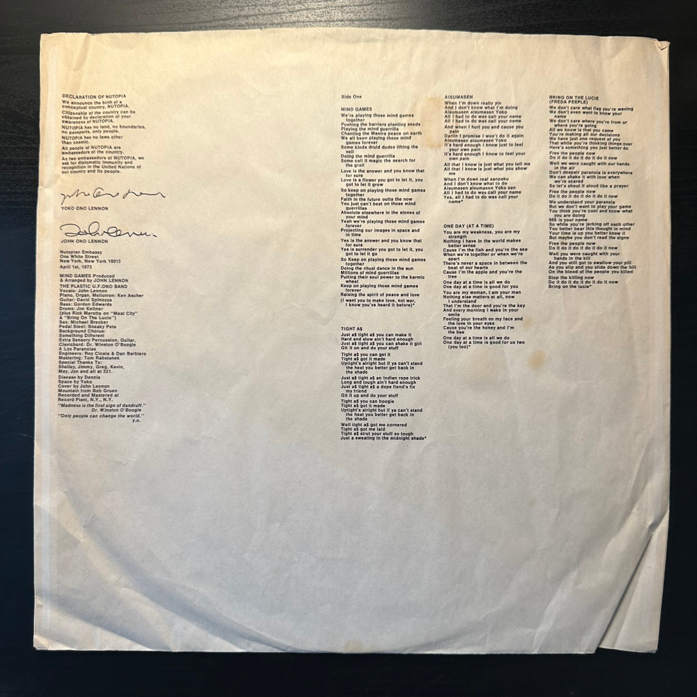 John Lennon - Mind Games (Канада 1973г.)