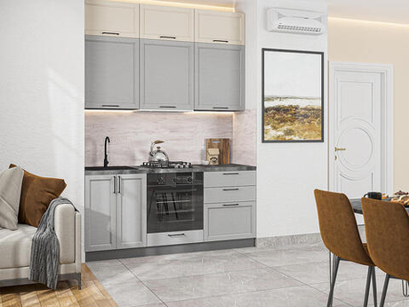 Прямая модульная кухня Сканди-06 Cream Silkwood/Grey Silkwood - Graphite 2500*1800*600