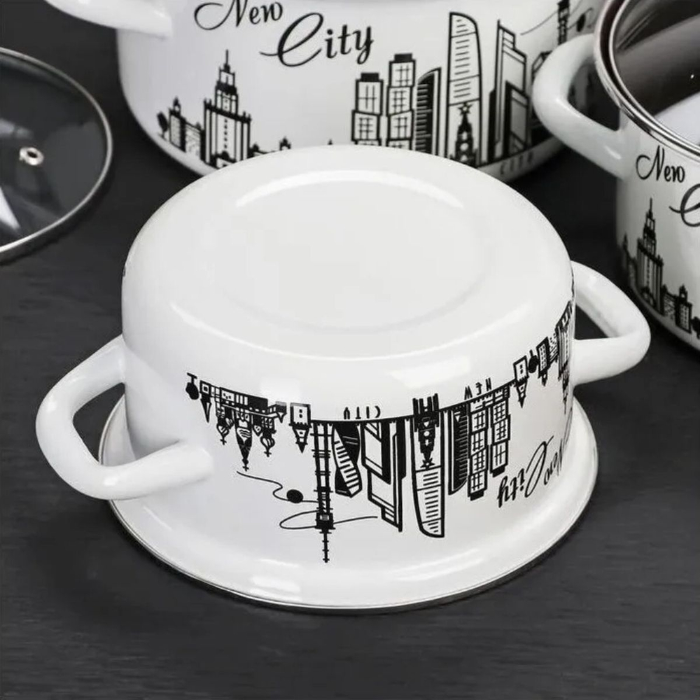 Набор эмалированной посуды 6 пр, кастрюли 1.5,2.3,3 л, Керчь, Новый город-1-Экстра