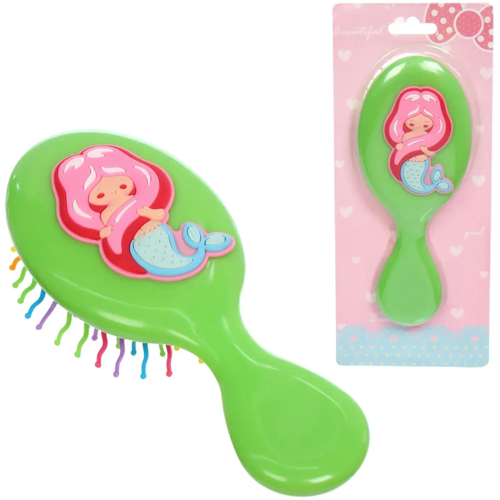 Расческа массажная детская «МИЛА», русалочка, цвет зеленый, 14*5,5см (блистер)