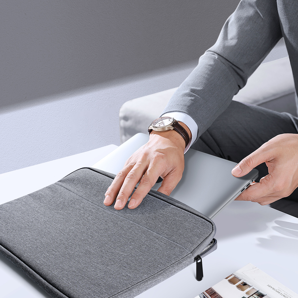 Легкая горизонтальная сумка чехол темно-серого цвета (Dark Grey) для ноутбука или планшета размером от 15.5 до 16 дюймов, серия LBDB Series
