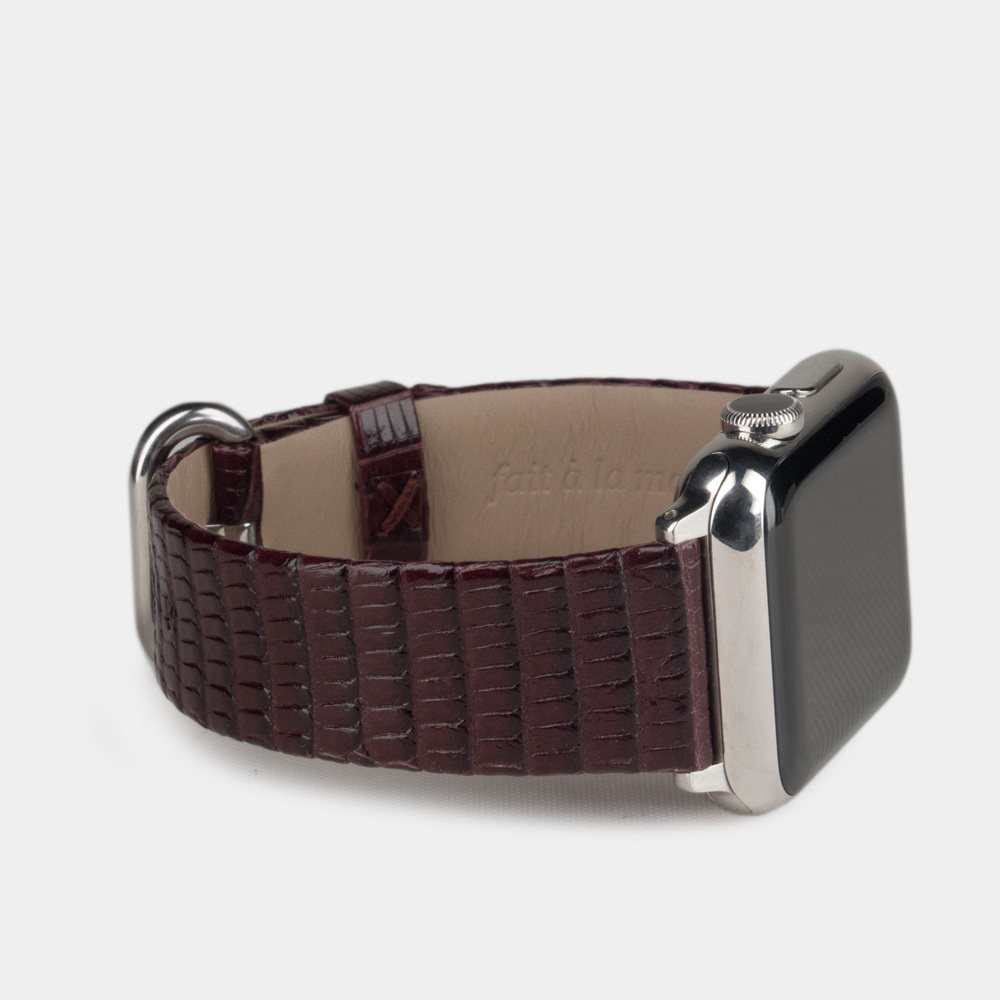 Ремешок для Apple Watch 40/41mm Classic из кожи ящерицы бордового цвета