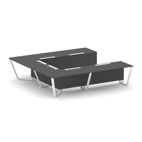 Steel Meet Стол переговорный П-образный KD-PR.B.SP-11P Антрацит/Металл Белый 3200*3200*750