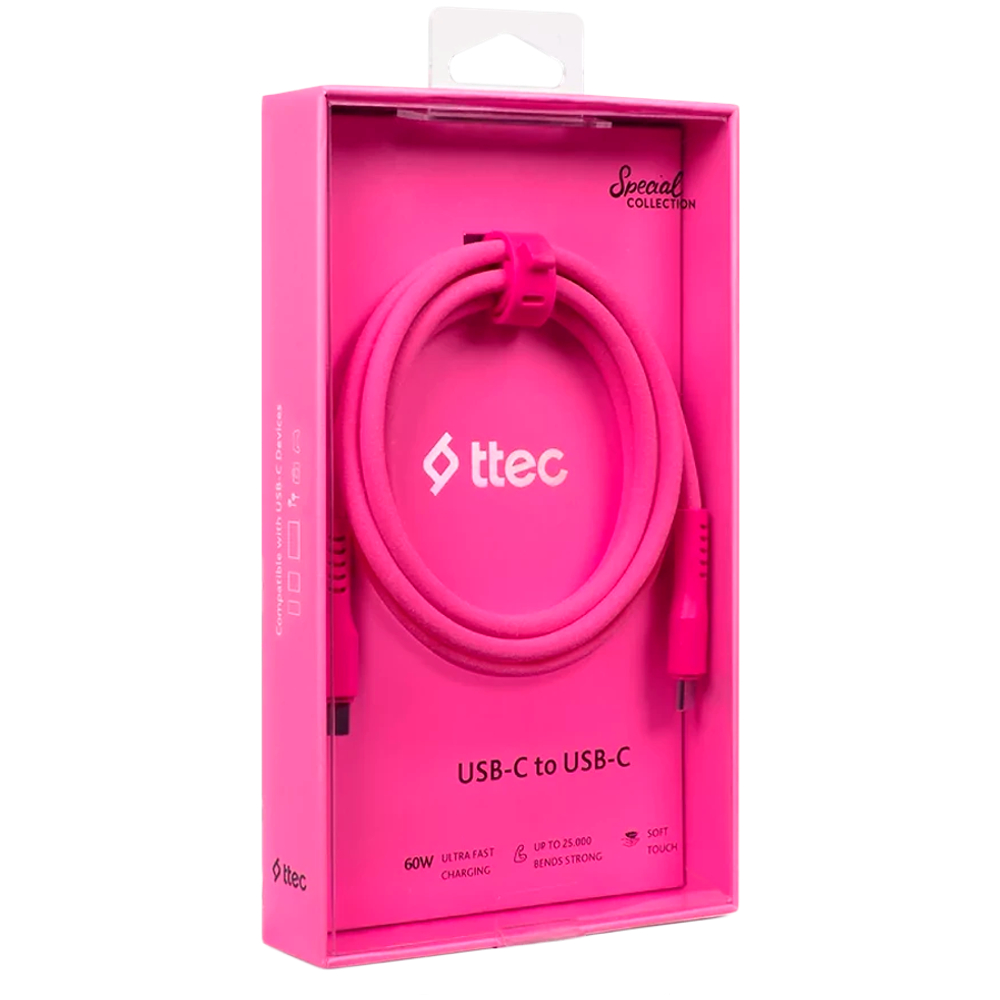 ttec USB-C - USB-C 120cm 60W PD/QC Neon Cable