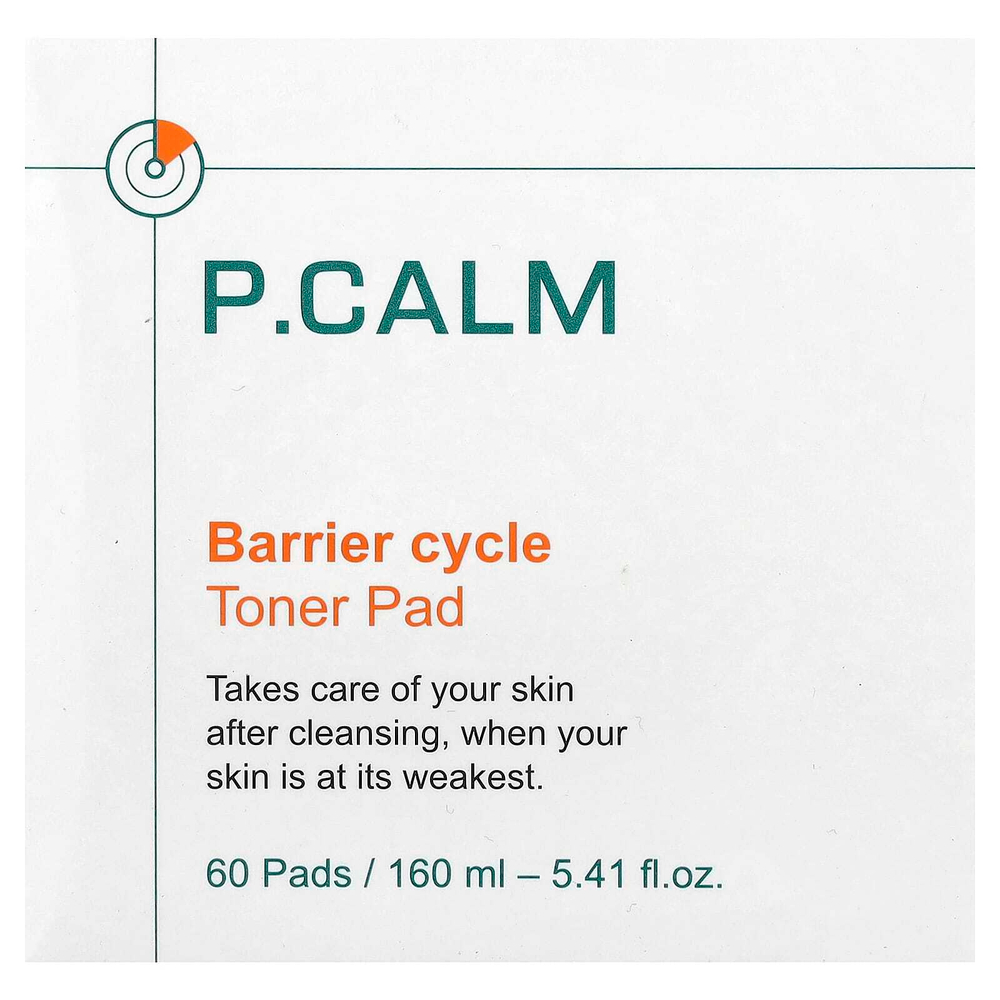 P.CALM, Тонер-губка для барьерного цикла, 60 шт., 160 мл (5,41 жидк. Унции)