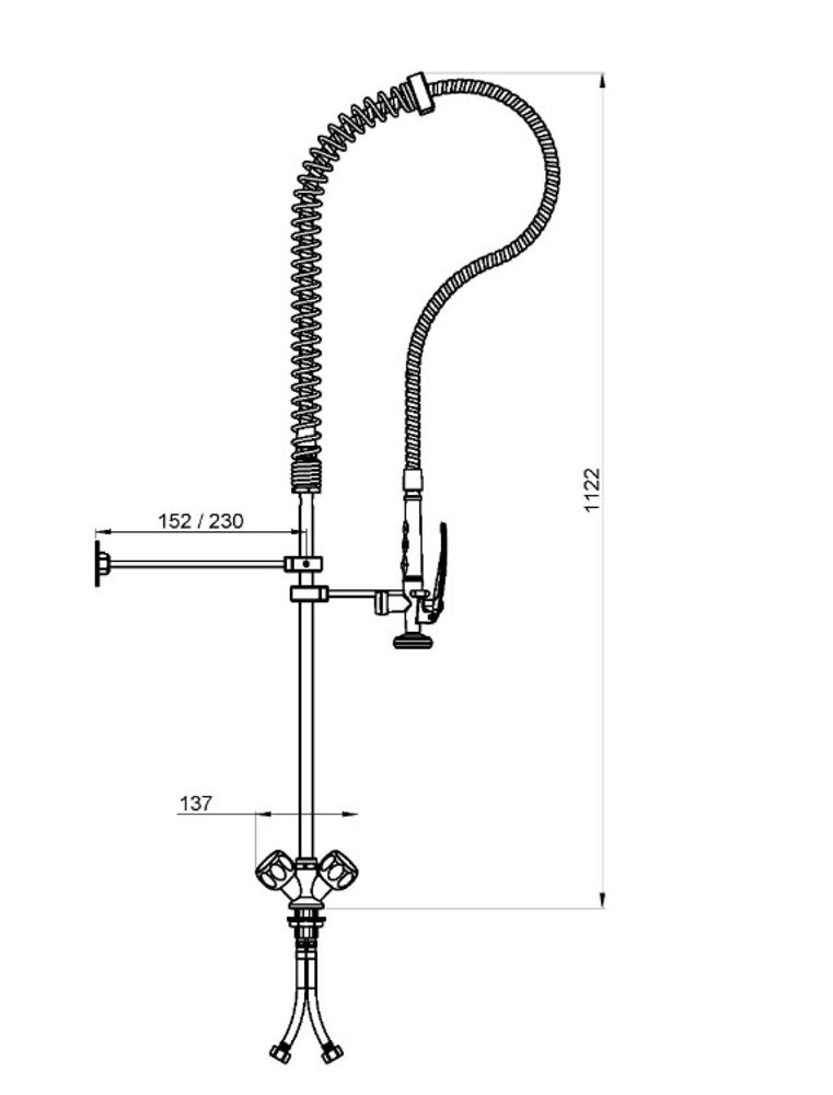 Смеситель проффесиональный с гибким изливом настольный 07102.2.B