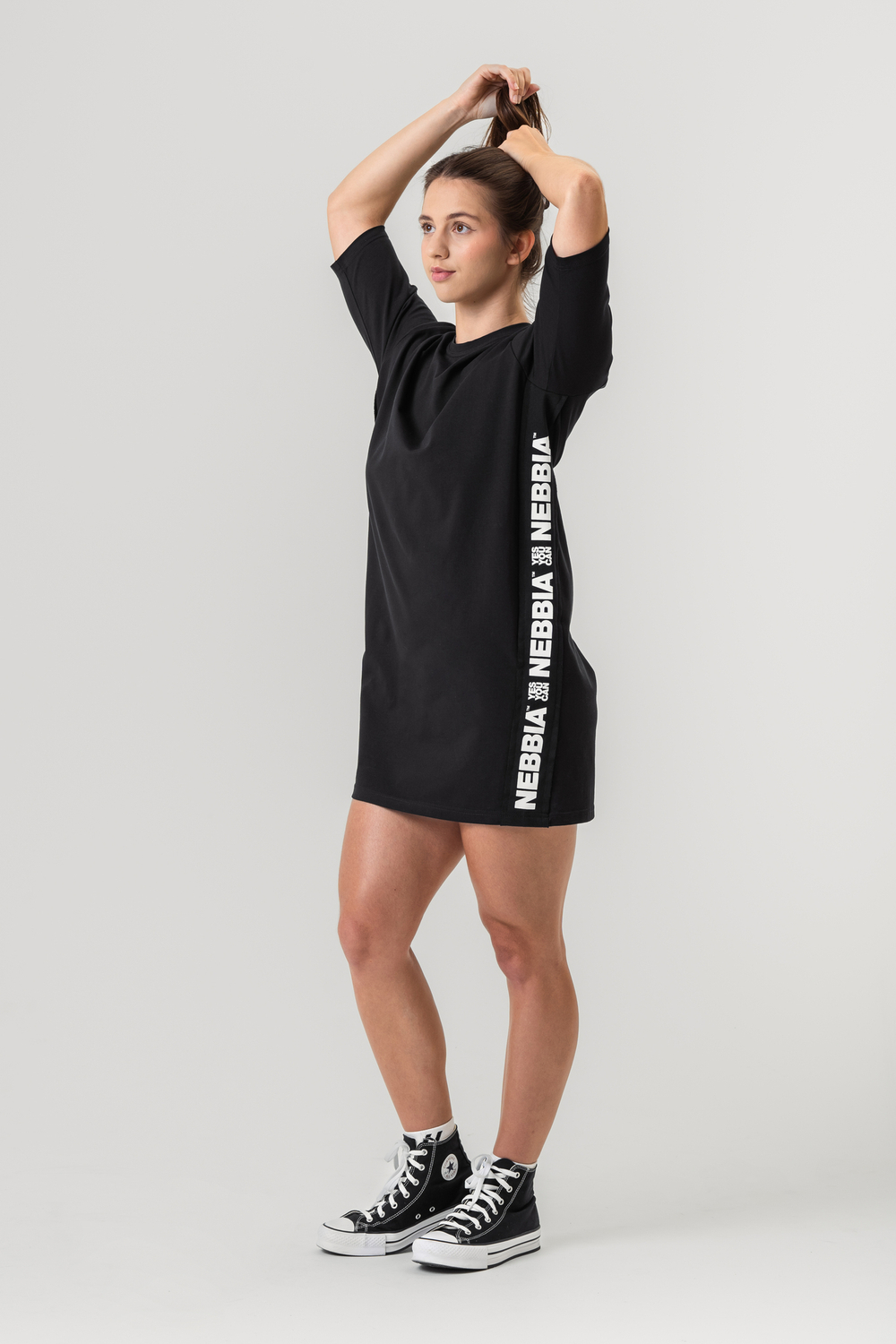 ПЛАТЬЕ-ФУТБОЛКА OVERSIZED T-SHIRT DRESS NEBBIA CLUB 594 Черная