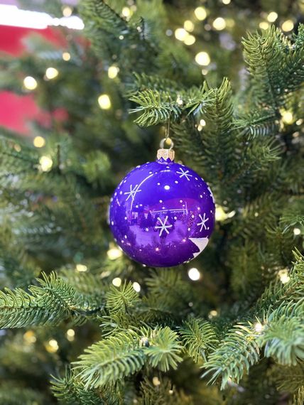 Стеклянный шар Лошадка 90 мм., фиолетовый, стекло, Ёлочка (С206/1)