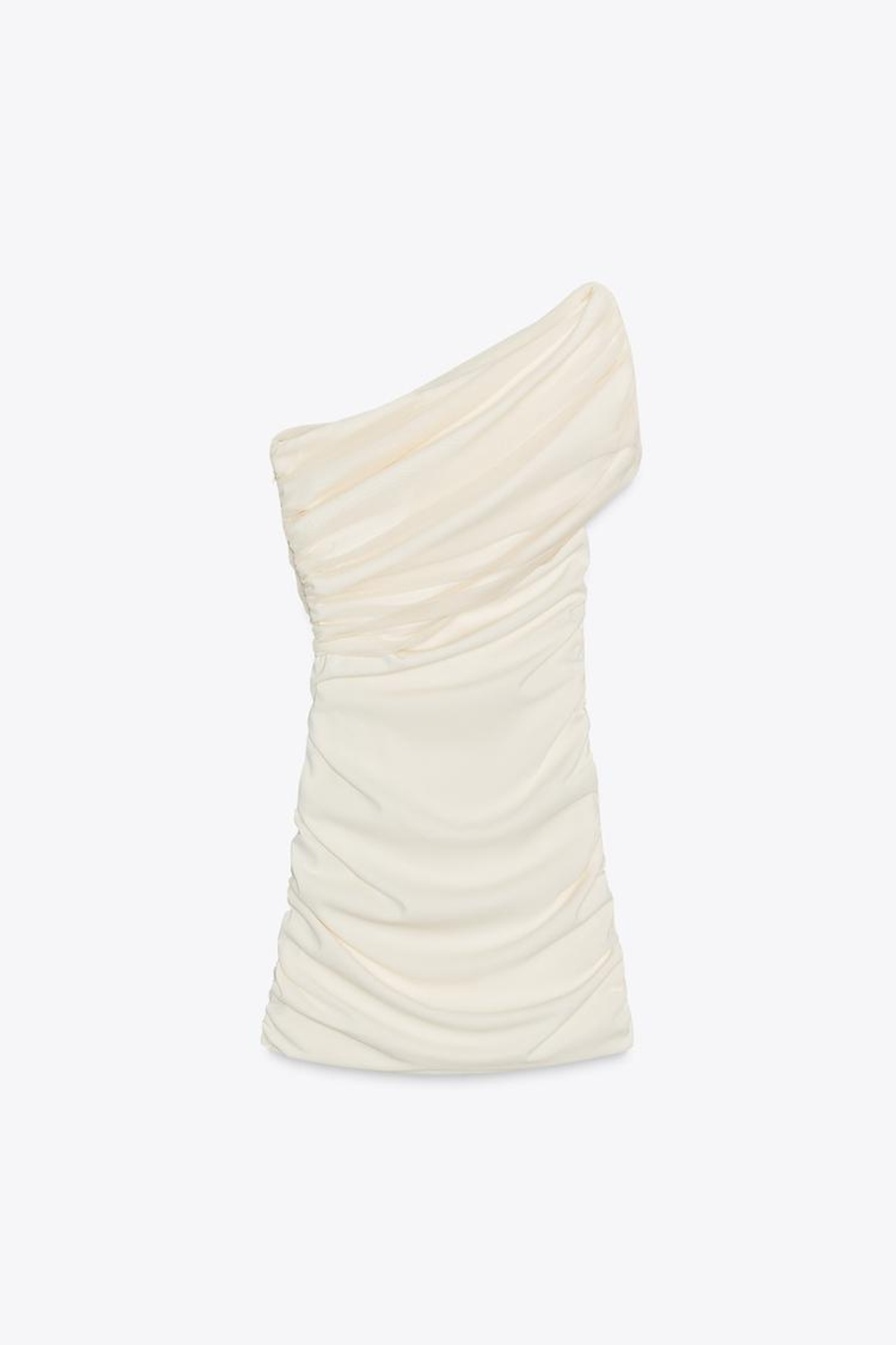 ZARA КОРОТКОЕ КОМБИНИРОВАННОЕ ПЛАТЬЕ, ЖЕЛТОВАТО-БЕЛЫЙ