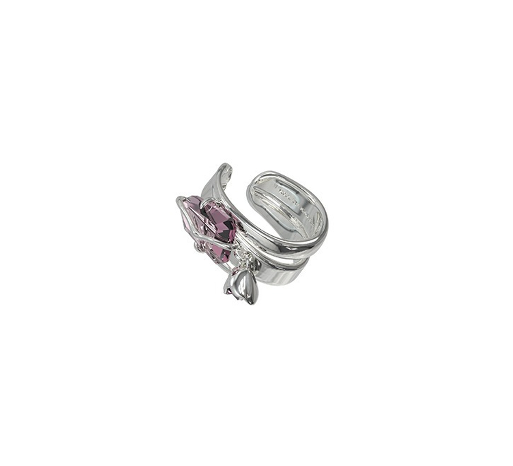 KVK THE BLOSSOM Peach Crystal Pendant Ear