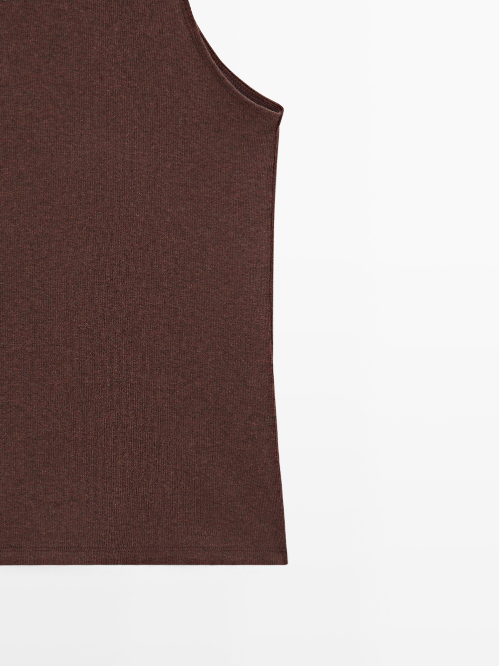 Massimo Dutti Трикотажный топ из легкого 100% хлопка, пестро-коричневый