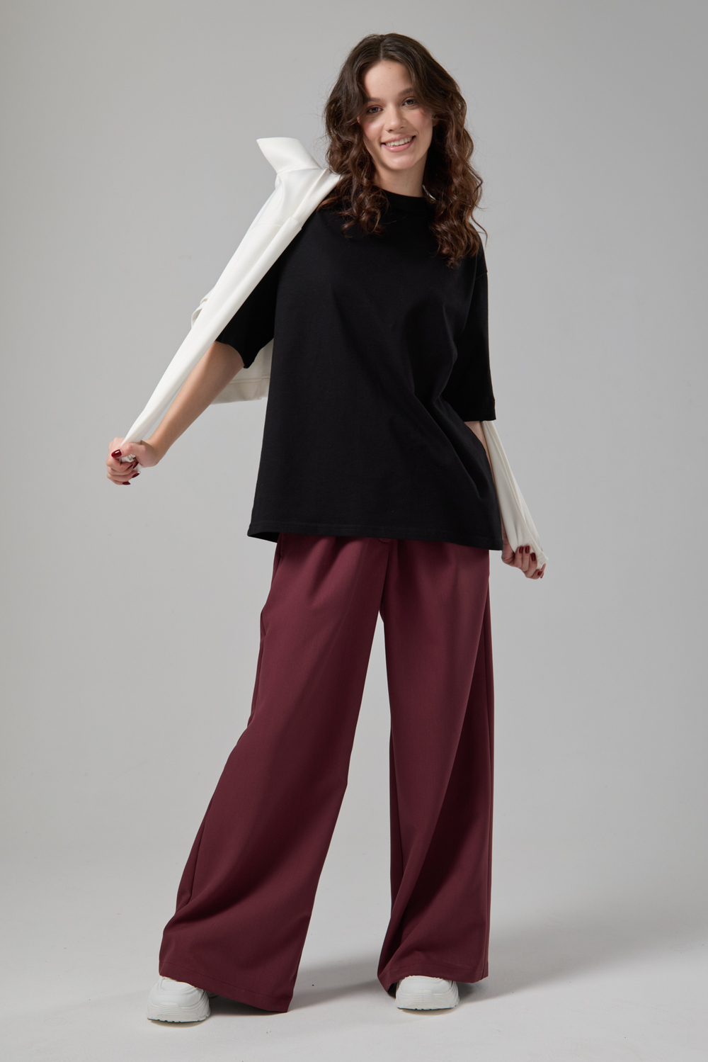 Брюки палаццо бордовые