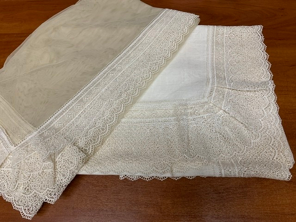 Набор скатертей 2шт 170х280 и 120х220 и 12 салфеток Gamba 1022 Macrame Panna шампань