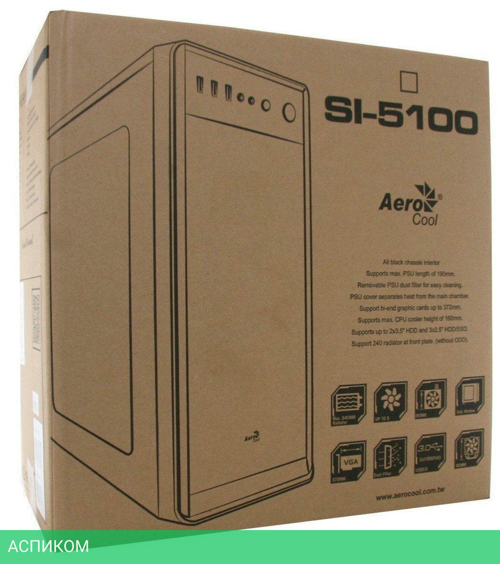 Корпус AeroCool Miditower Без БП Black (SI-5100)