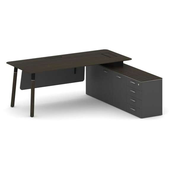 Fresco Стол руководителя FR.SR-20 (R) Дуб Темный/Базальт UM/Металл Черный/Нерж. Сталь 2000*1798*750