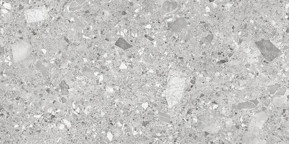 Керамогранит Alma Ceramica GFU60120HOL70R Holly 60x120 серый глазурованный матовый под камень / терраццо