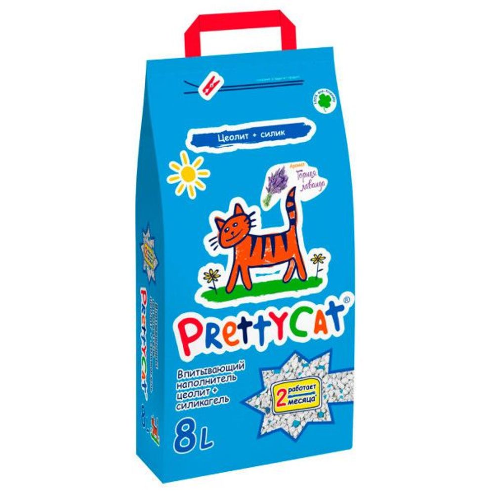 Наполнитель впитывающий для кошачьих туалетов PrettyCat Naturel с лавандой, Пакет 8 л