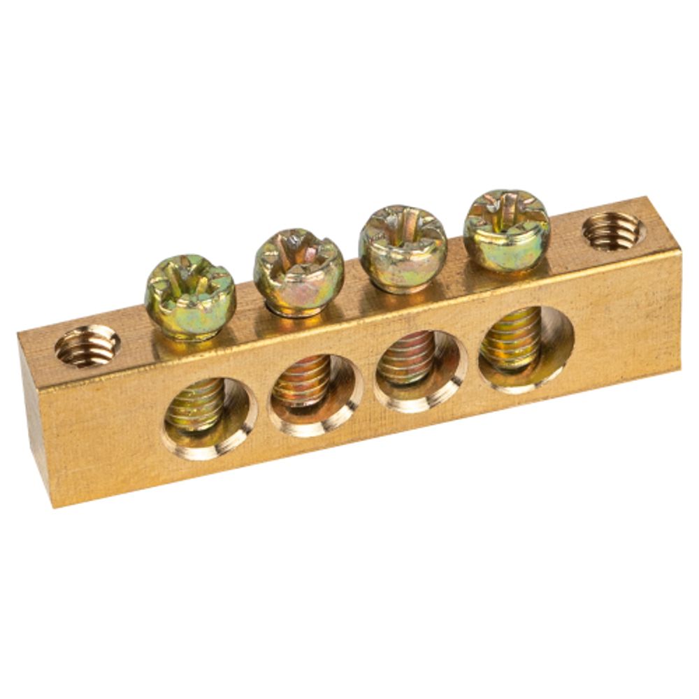 Шина ЭРА NO-122-01 PEN земля-ноль 6х9мм 4/2 латунная с креплениями по краям