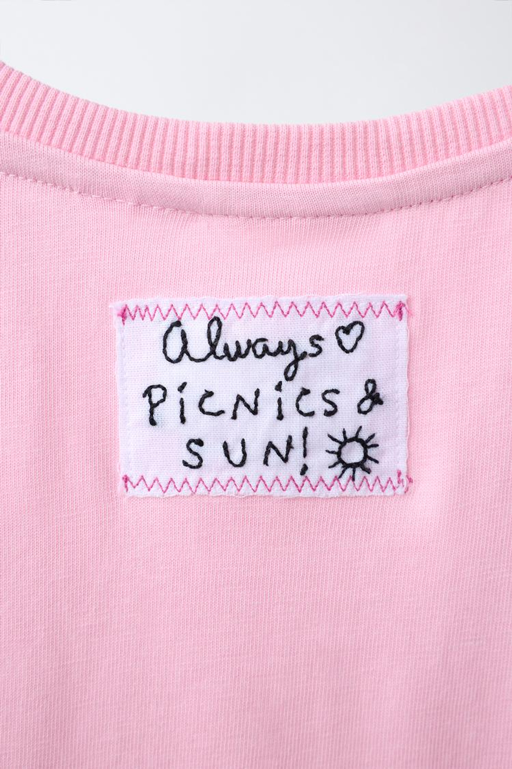 ZARA ФУТБОЛКА С ФРУКТОВЫМ ПРИНТОМ И ВЫШИВКОЙ, РОЗОВЫЙ