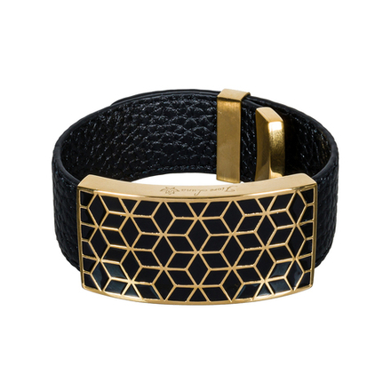 Браслет Fiore Luna на кожаном черном ремешке CB03209-4 G