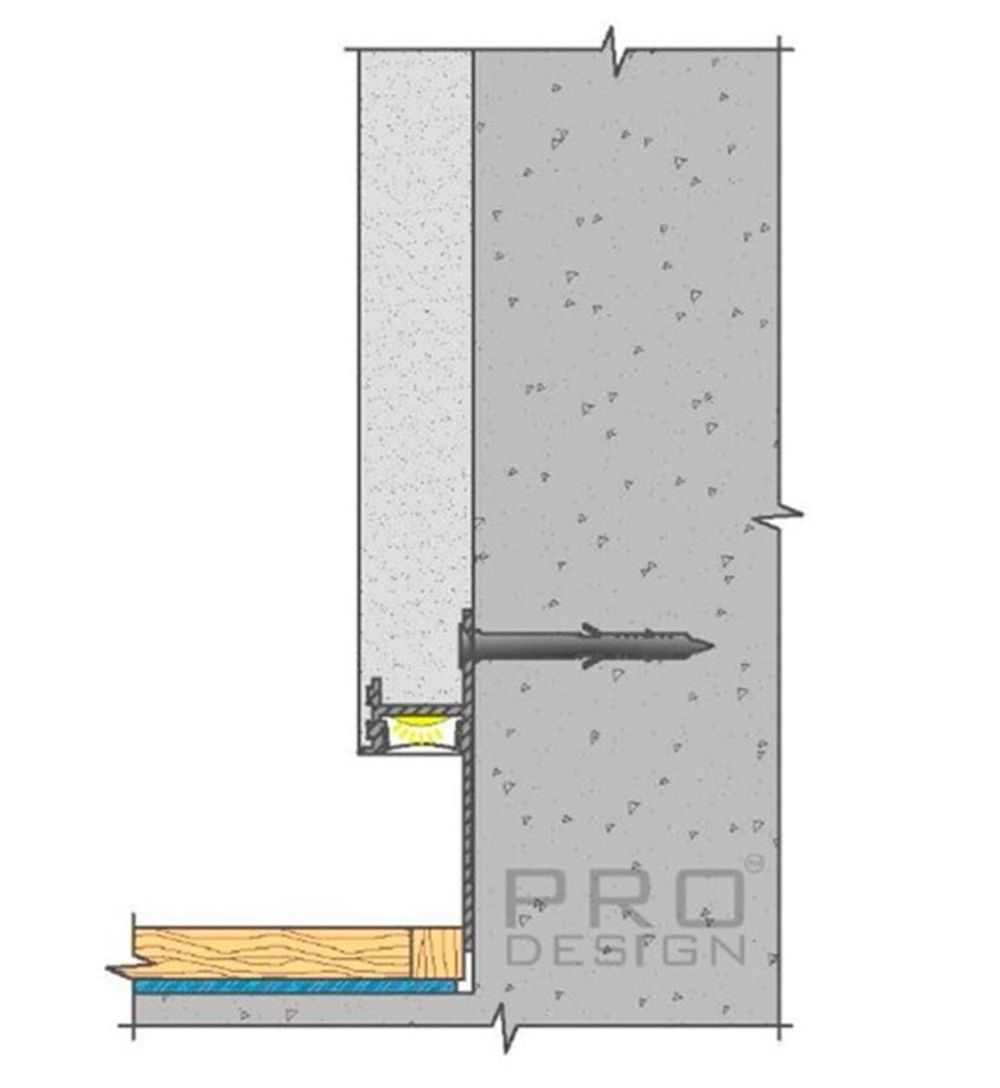 Теневой плинтус скрытого монтажа Pro Design 7209 любой цвет, 2700x17,5x52 мм