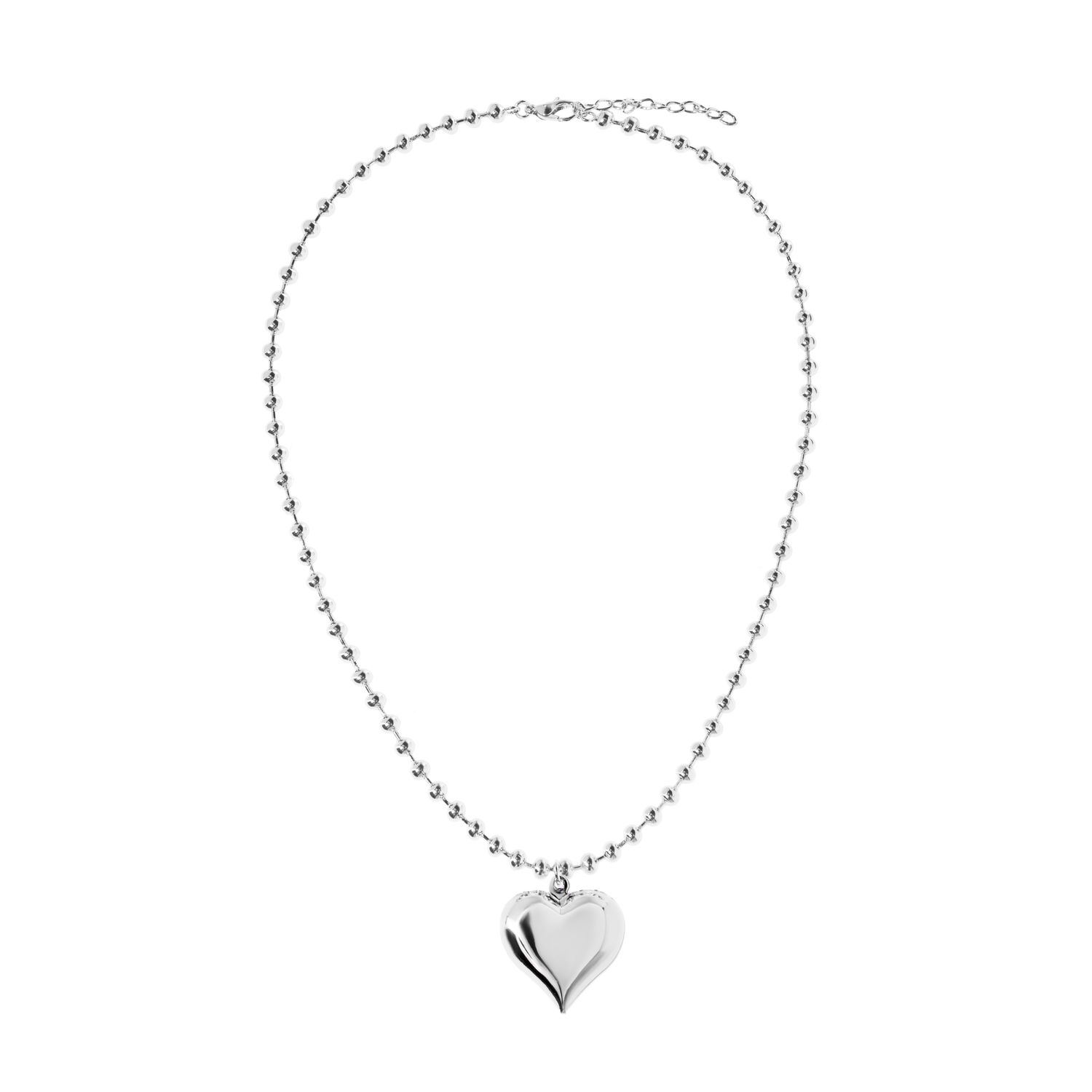 Колье Silver Chain Of Balls Necklace - Heart