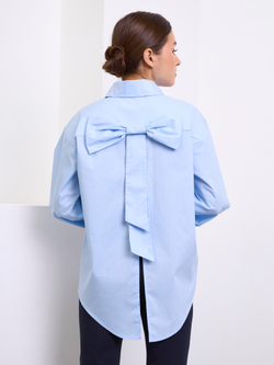 Рубашка для девочки голубая с бантом на спине