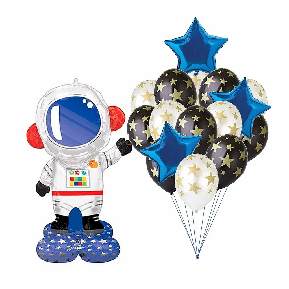 Композиция из шаров "Космонавт с синими звездами"