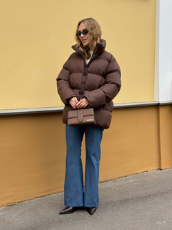 Пуховик Рокет миди шоколад