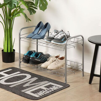 Полка для обуви, мет-л, 2 секц, 66х28х44 см, сер, Nika, ЭТ3/С