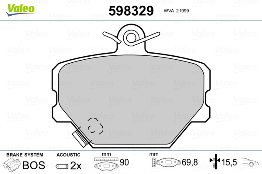 VALEO - 598329-VAL - Brake Pad Set, disc brake
