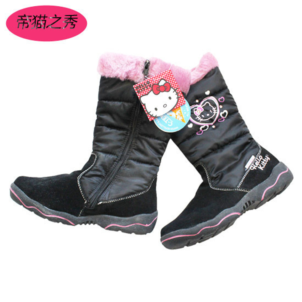 Сапоги детские стеганые на молнии с принтом Hello Kitty
