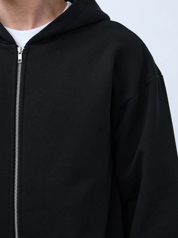 Худи оверсайз на молнии без начеса (черный)