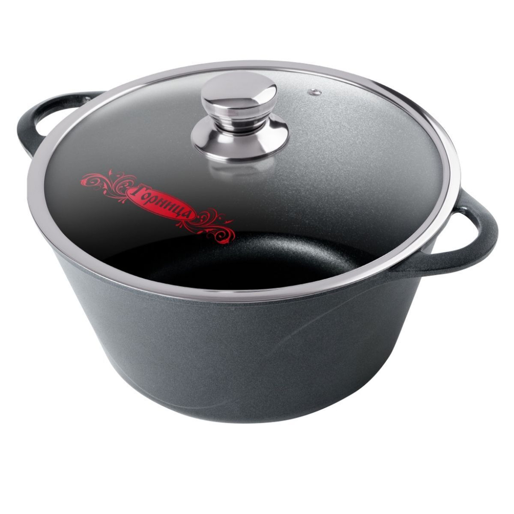 Кастрюля алюминий, антиприг, 5 л, с крыш, Горница, Классик, к2732а