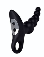 Черный силиконовый анальный вибромассажер-ёлочка с колечком-ограничителем (Цвет: черный)