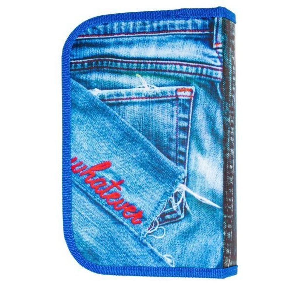 Пенал 1 отделение 1 откидная планка Alingar, лам. картон, молния, 140 х 210 мм, "Джинс"